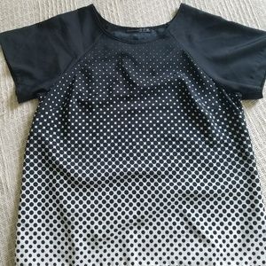 Atmosphere Black and White Silk Blouse